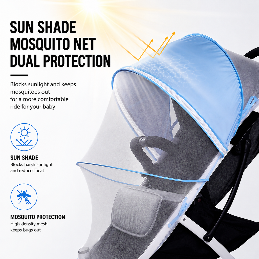 Universal Baby Stroller Sun Shade & Mosquito Net
