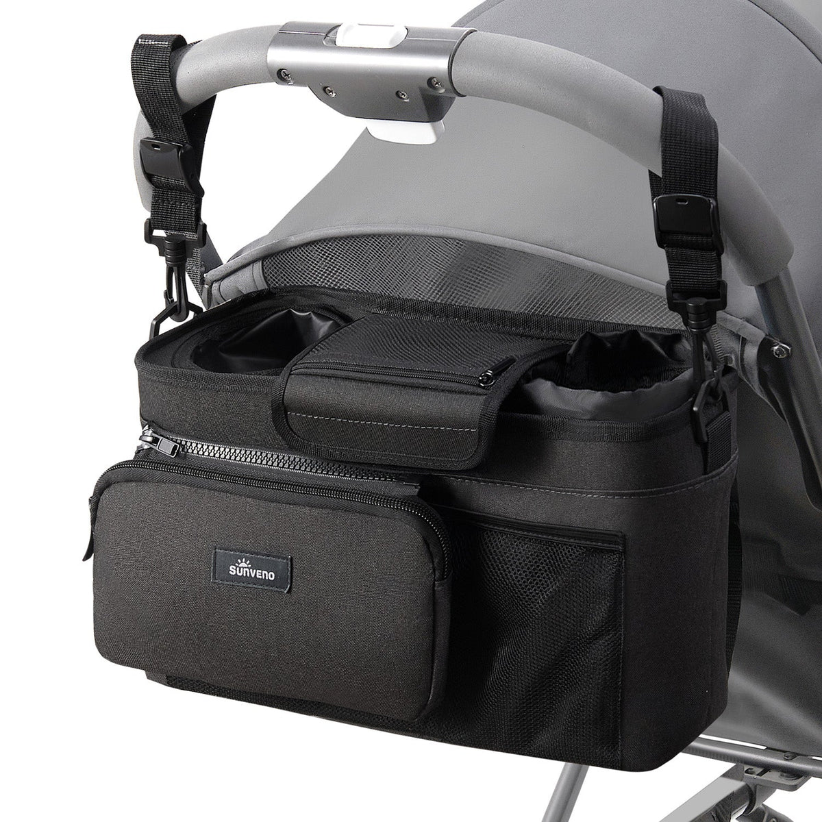 Universal Stroller Organizer with Cup Holders & Detachable Pouch