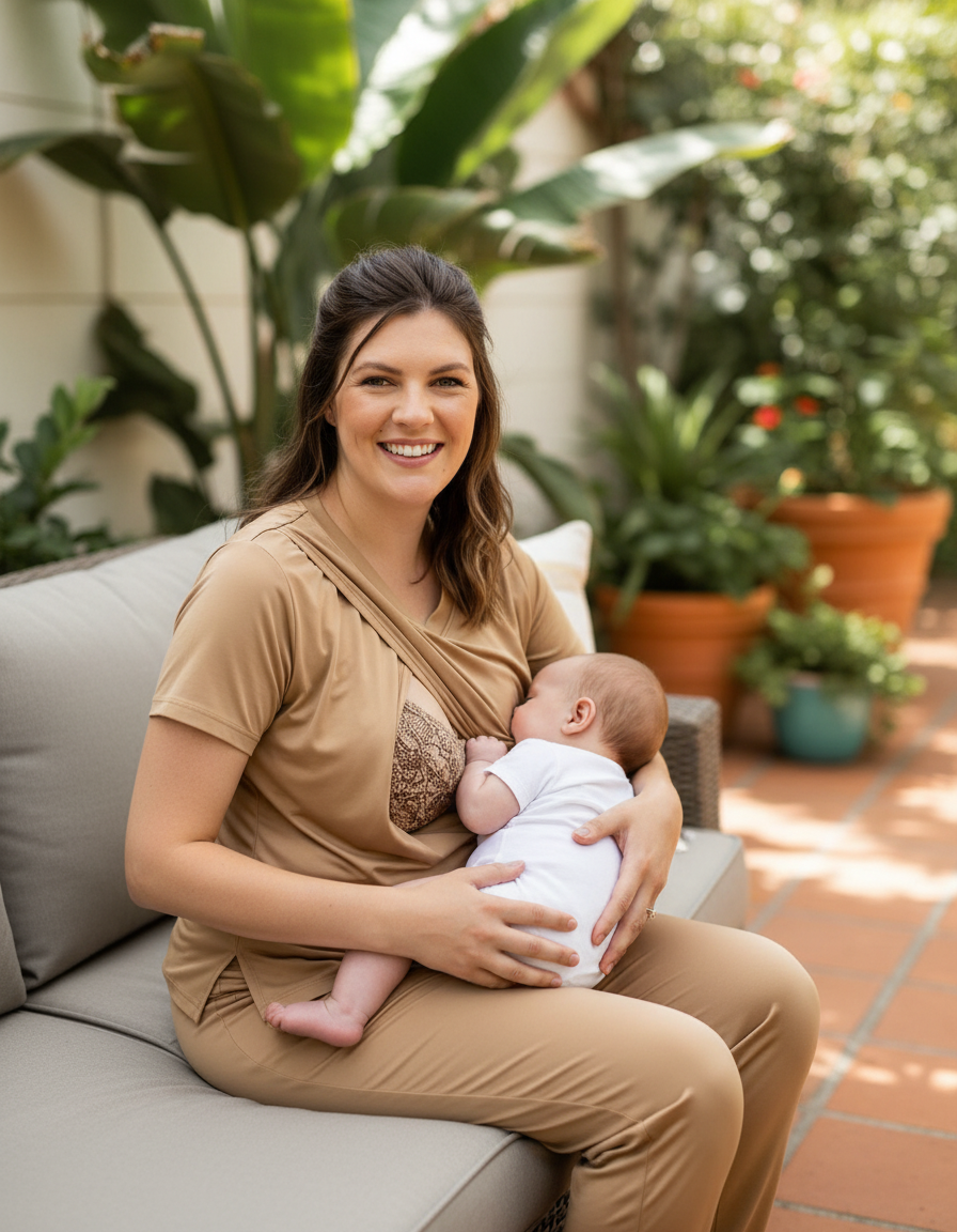Mocha Cotton Breastfeeding Pyjamas